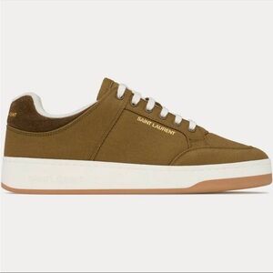 Saint Laurent Olive Brown Canvas Low-Top Sneakers